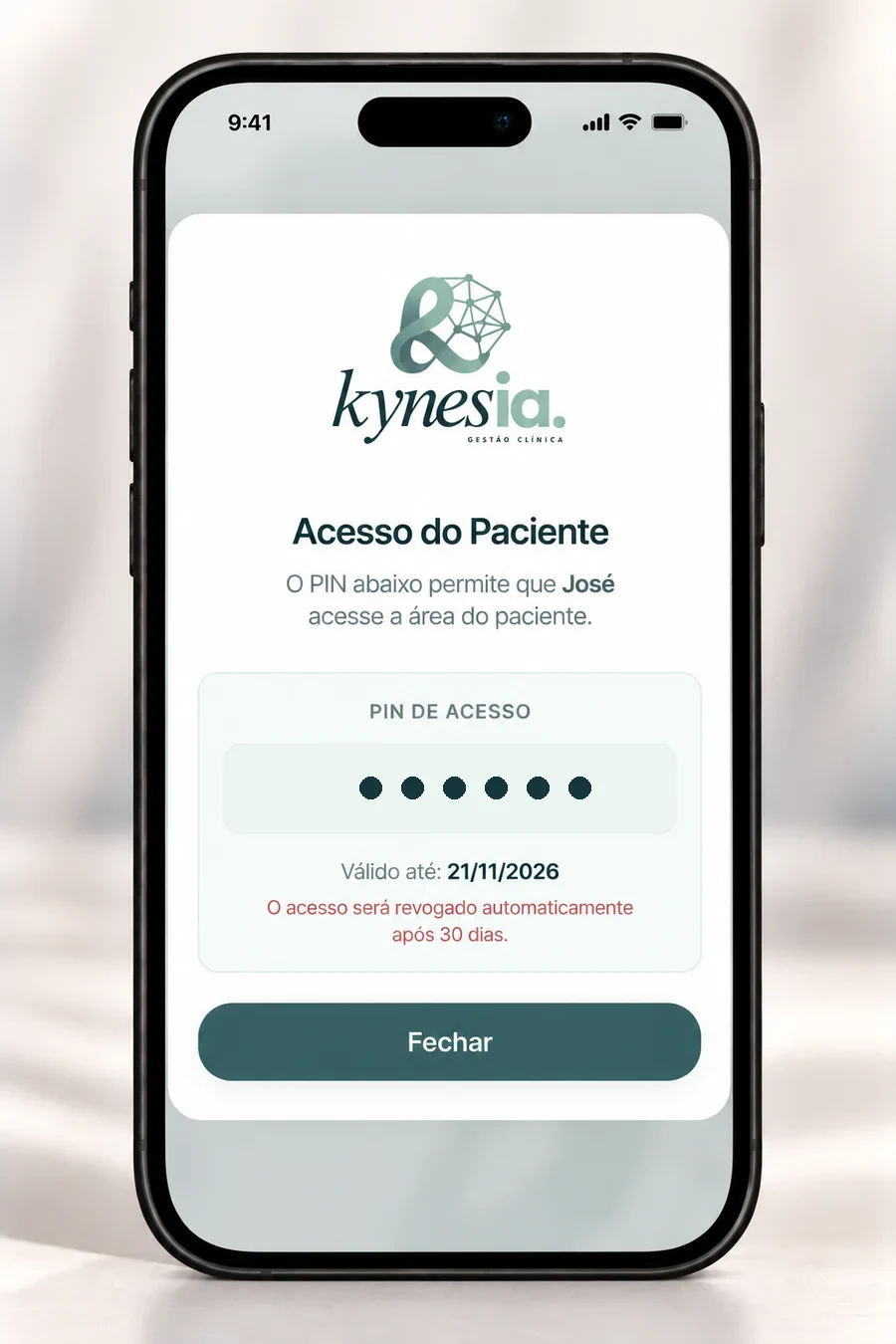PIN de acesso do paciente
